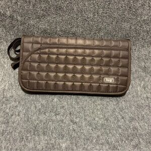 LUG Tango Wristlet Wallet Clutch Pockets Galore Quilted Solid Brown